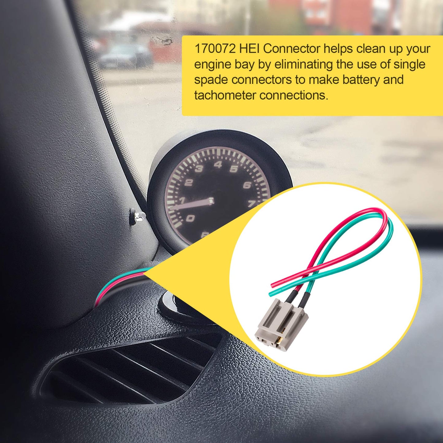 PAGOW 2 Pack 170072 HEI Distributor Pigtail, Electrical Wiring Harness Replacement 12 Volts for Battery and Tachometer Connector Ignition Coil Tach Accessories