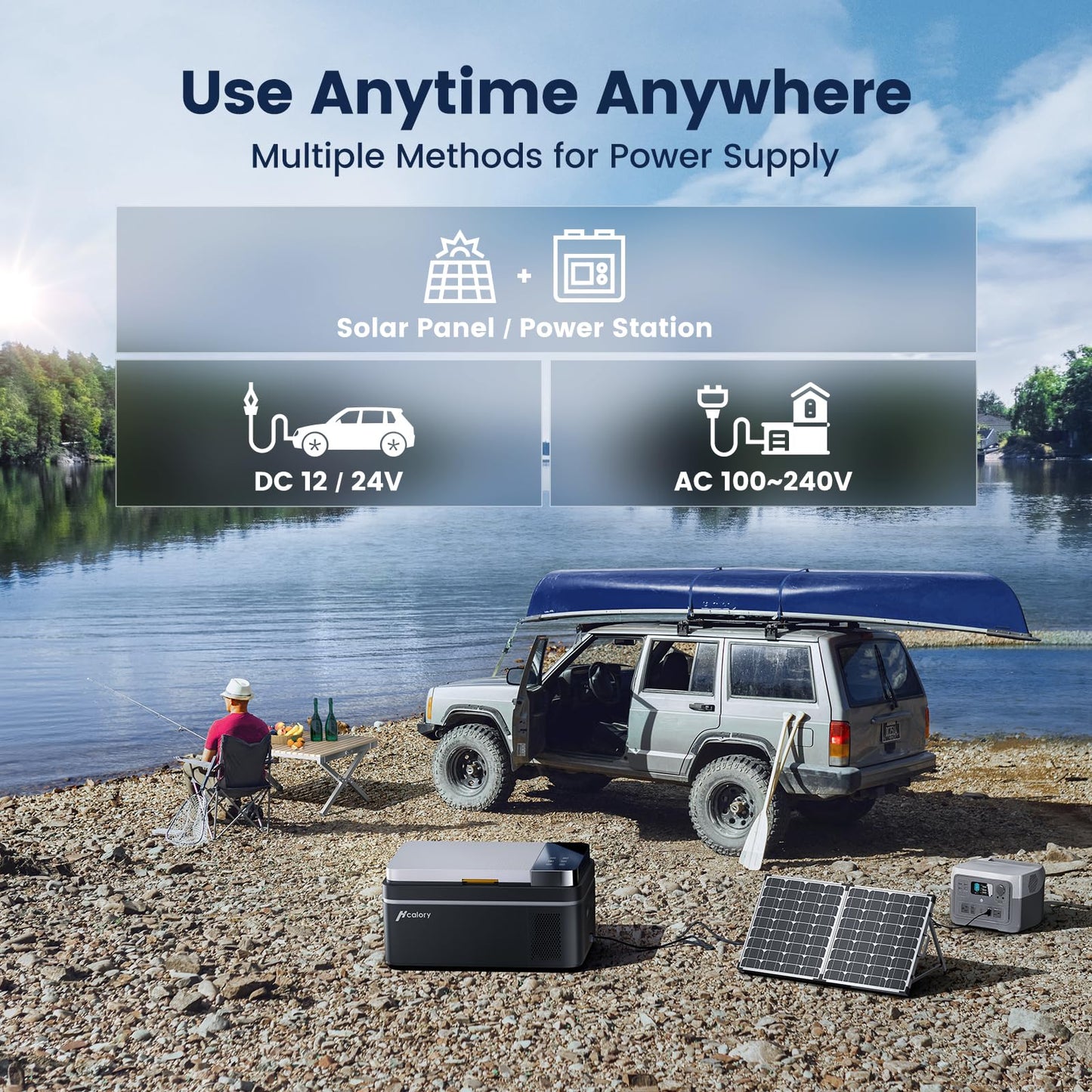 HCALORY 12 Volt Car Refrigerator, 22Quart Large Touchscreen Display Car Fridge, Portable Freezer with Compressor Mini Cooler (-4℉~68℉) with 12/24V DC & 110V AC for Camping, RV, Travel & Home