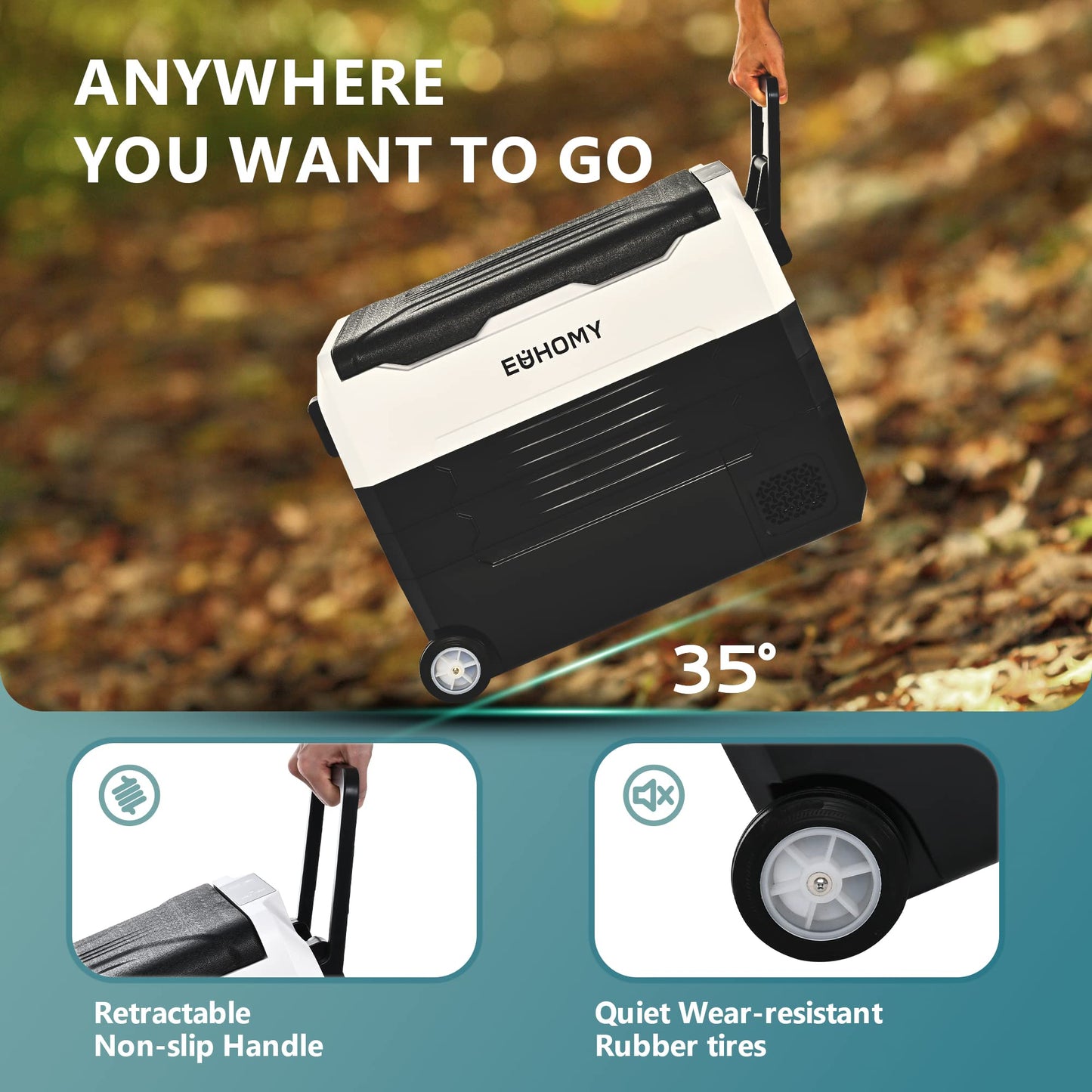 EUHOMY 12 Volt Refrigerator, 58QT(55L) 12V Fridge, Electric Cooler 12/24V DC 100-240V AC -4℉~68℉, 12V Freezer Removable Divider, Car Fridge For Camping, RV, Travel, Fishing, Outdoor