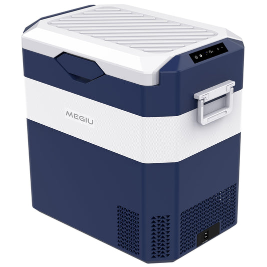 Megiu 12 Volt Refrigerator Car Fridge Portable 12V 45 Quart Freezer Compressor Cooler 12V/24V DC 110～240 V AC for Truck Van RV Camper SUV and Home Use