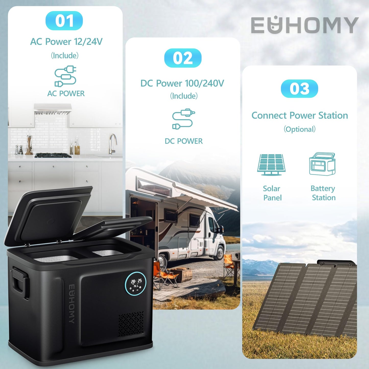 EUHOMY 12 Volt Refrigerator, 48QT Dual Zone Electric Cooler APP Control, Car Refrigerator with 12/24V DC 110-240V AC, Car Fridge -4℉~68℉, Portable Freezer Aluminum Interior for Camping,Trip,Home,Truck