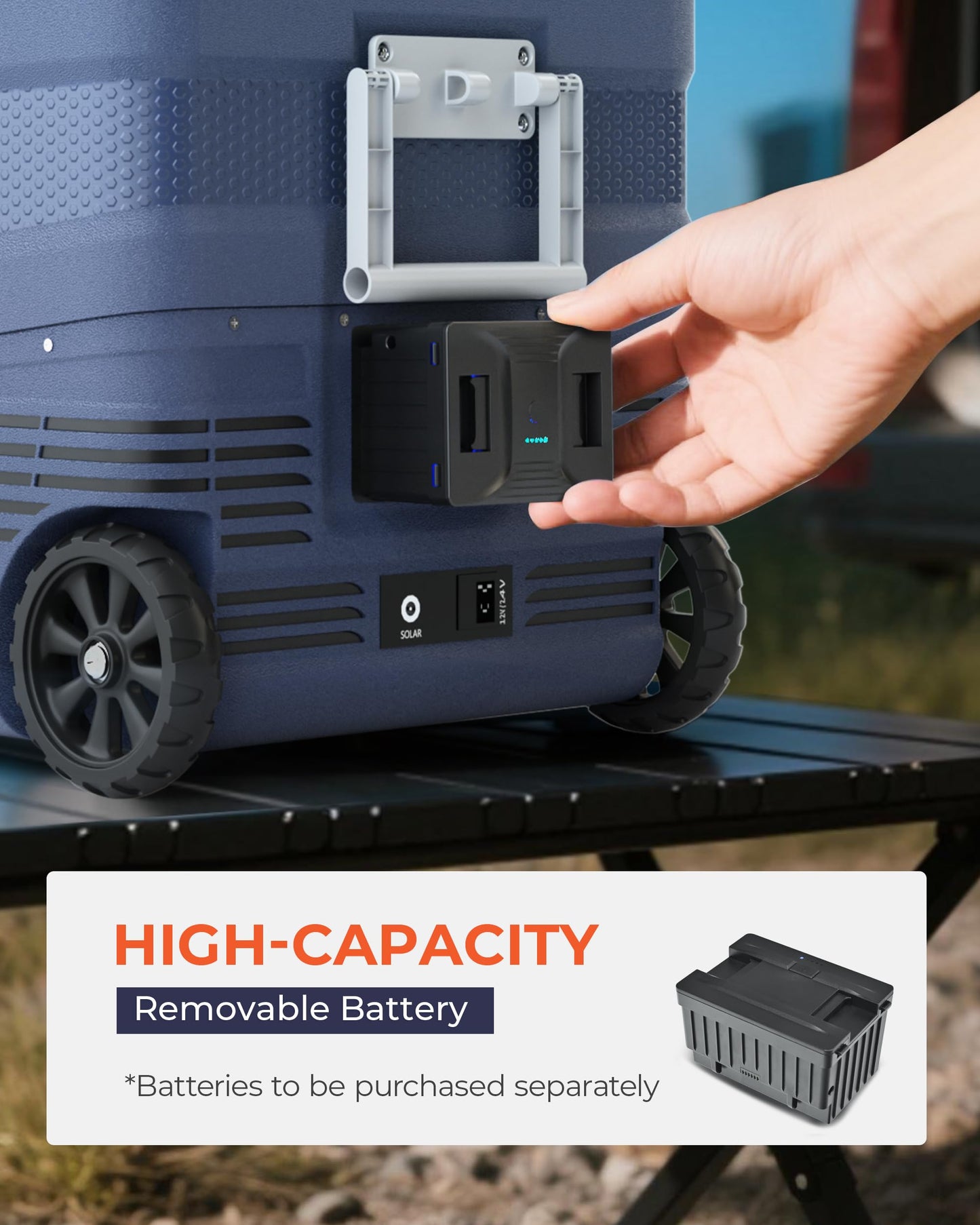 EKOJUCE 12 Volt Refrigerator Portable Fridge - 48 Quart(45L) Electric Cooler with Wheels, 12/24V DC & 100-240V AC, -4℉-68℉, APP Control, 12V Car Fridge for Camping, Boating, Truck, RV, Outdoor, Home