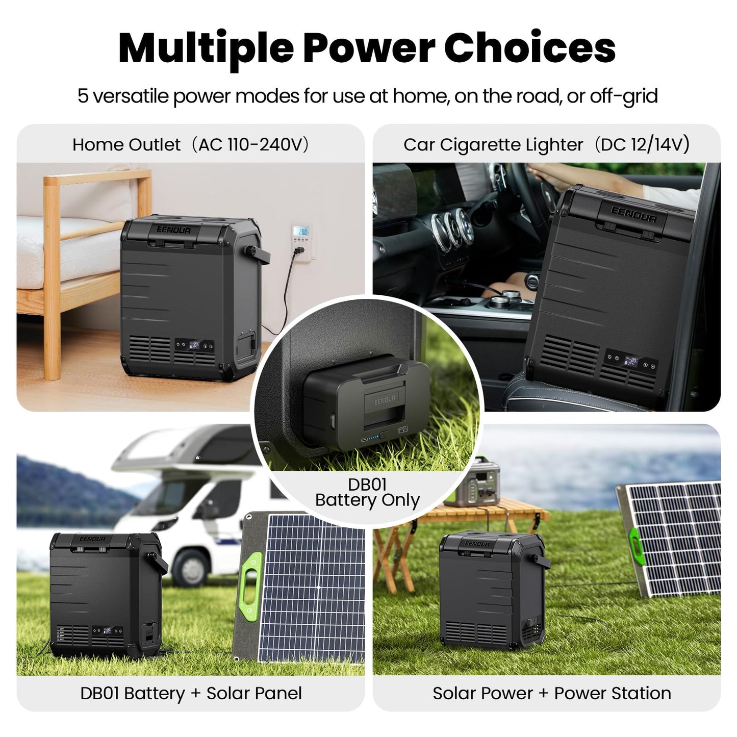 EENOUR D10 12 Volt Car Refrigerator, Portable Freezer 10.6Qt/10L, Compressor Electric Cooler, -4~50℉, 12/24V DC, 110~240V AC, 12V Fridge for Camping, Road Trips, RV, Truck (Battery Included) - Black