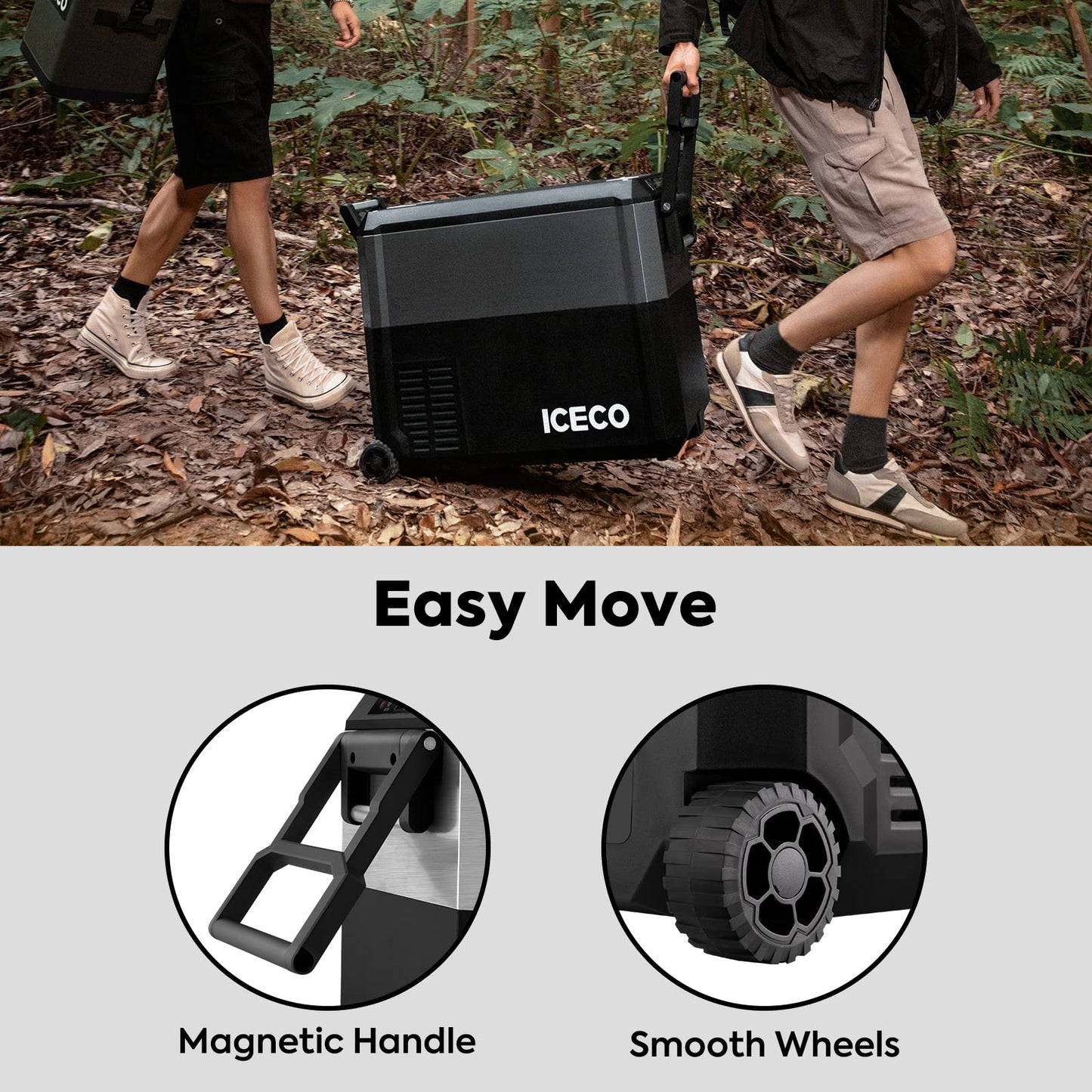 ICECO JP40 Pro 12 Volt Car Refrigerator, Portable Fridge Freezer for Camping, Car Fridge Powered by SECOP, 12V refrigerator for Car & Home, DC 12/24V, AC 110/240V, Multi-directional Lid