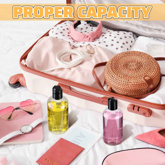 Irenare 30 Pieces 8 oz Travel Bottles with Black Disc Cap Refillable Clear Plastic Squeeze Empty Bottles Shampoo Travel Container for Body Wash Cream Lotion Conditioner Liquid Body Soap