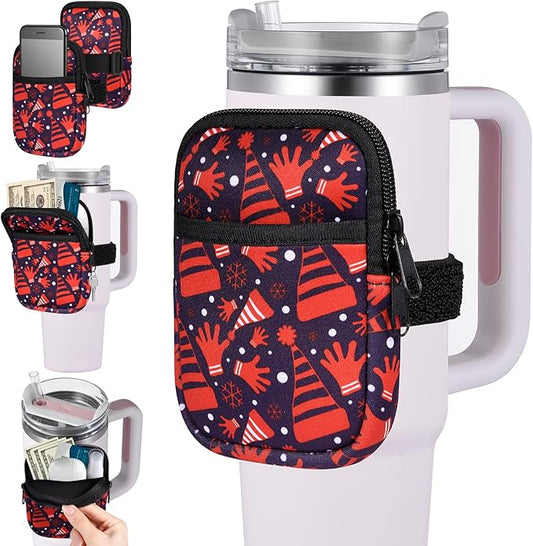 Water Cup Bottle Pouch Compatible for Stanley Tumbler Quencher Adventure 40oz & Stanley IceFlow 20/30 oz, Gym Running Water Bottle Fanny Pack Bag Accessories Handheld Caddy for Women Men