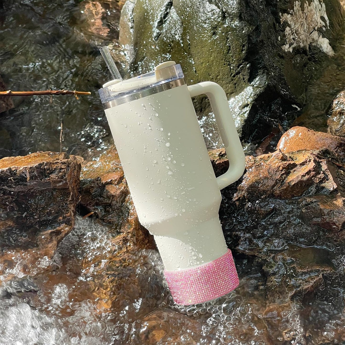 WORBSS Diamond Glitter Silicone Boot for Stanley Cup 40oz Tumbler & Simple Modern 30-40oz Trek Tumbler Accessories for 2.8-2.9 inch Trapezoidal Cylinder Base Water Bottles Bottom Anti-Slip Sleeve