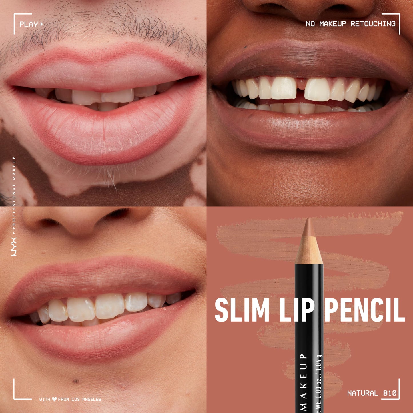 NYX PROFESSIONAL MAKEUP Slim Lip Pencil Creamy Lip Liner Pale Pink & Natural