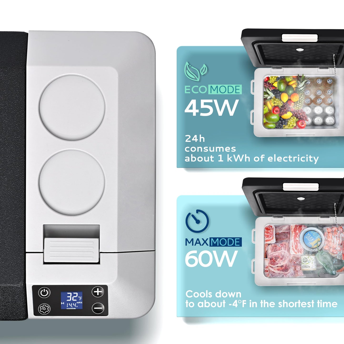 EUHOMY 12 Volt Refrigerator, 24QT(23L) Electric Cooler, Car Fridge APP Control, Car Refrigerator 12/24V DC 100-240V AC, Portable Freezer Usable Battery for Camping, Travel, Truck, Outdoor