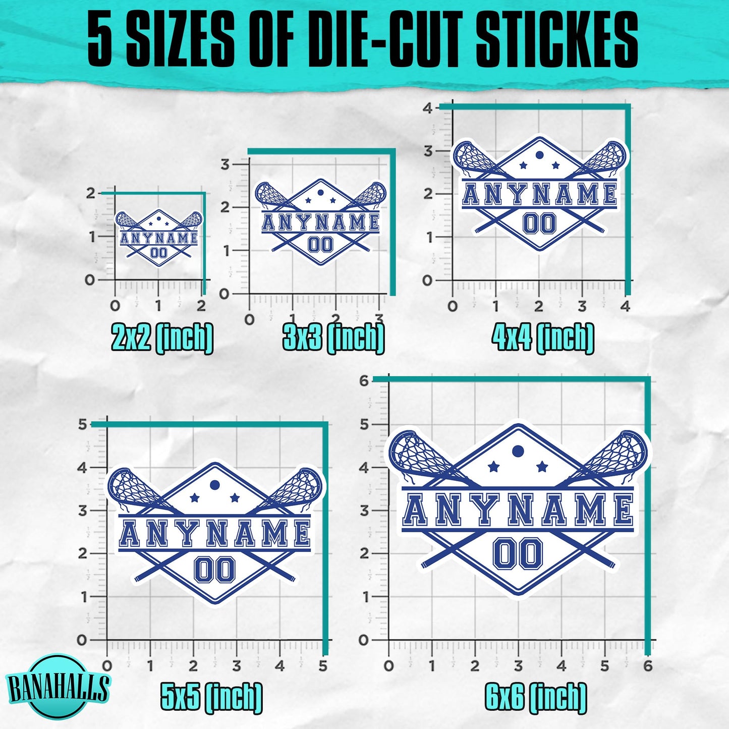 Lacrosse Stick Ball Player Sport Name Custom Sticker Personalized Customized Name Lacrosse Player Waterproof Vinyl Sticker for Water Bottle Laptop Hard Hat Tumbler Cars (Lacrosse Logo)