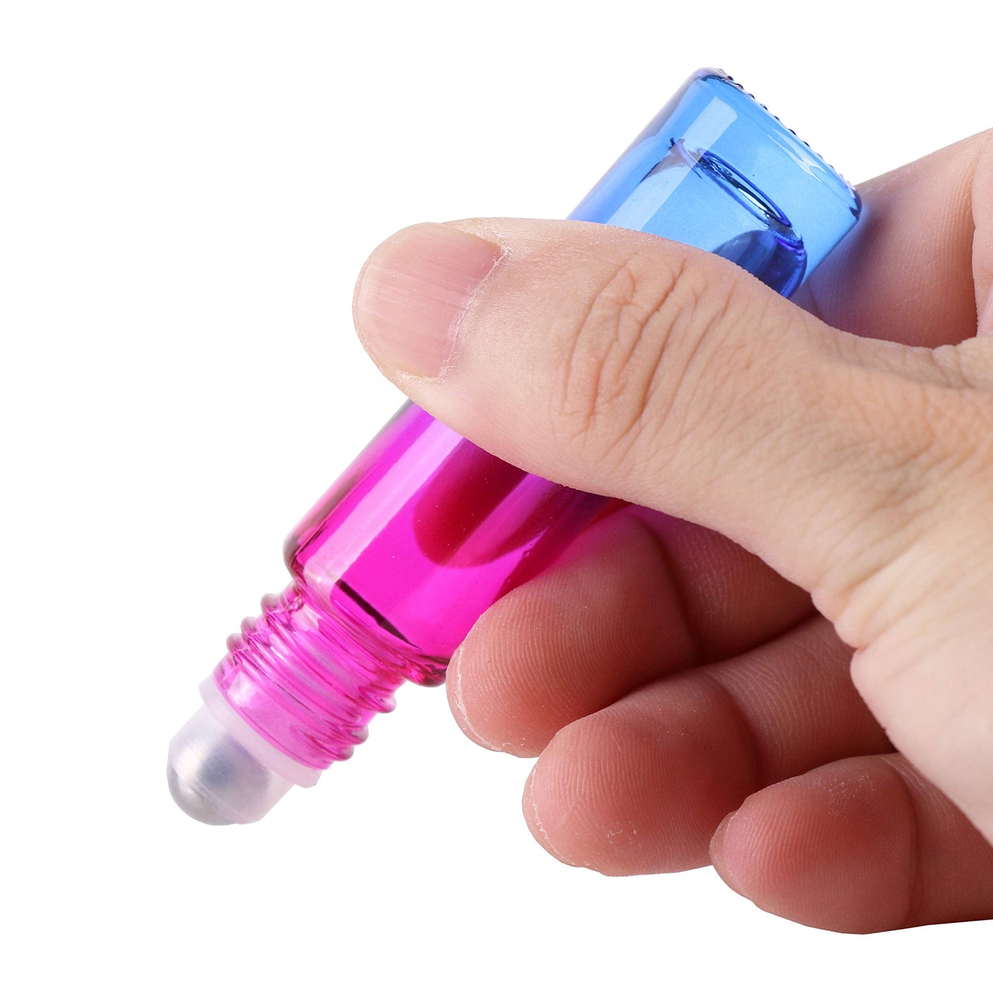 inice 4 Pack 10ml Roller Bottles for Essential Oils,Gradient Color Glass Bottle Roll on Stainless Steel Ball with Golden Metal Cap