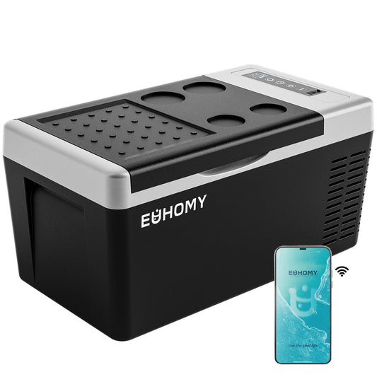 EUHOMY 12 Volt Refrigerator, 19QT(18L) Compressor Electric Cooler APP Control, Car Fridge -4℉~68℉, Portable Refrigerator 12/24V DC 100-240V AC, Portable Freezer for Camping, Travel, Boat