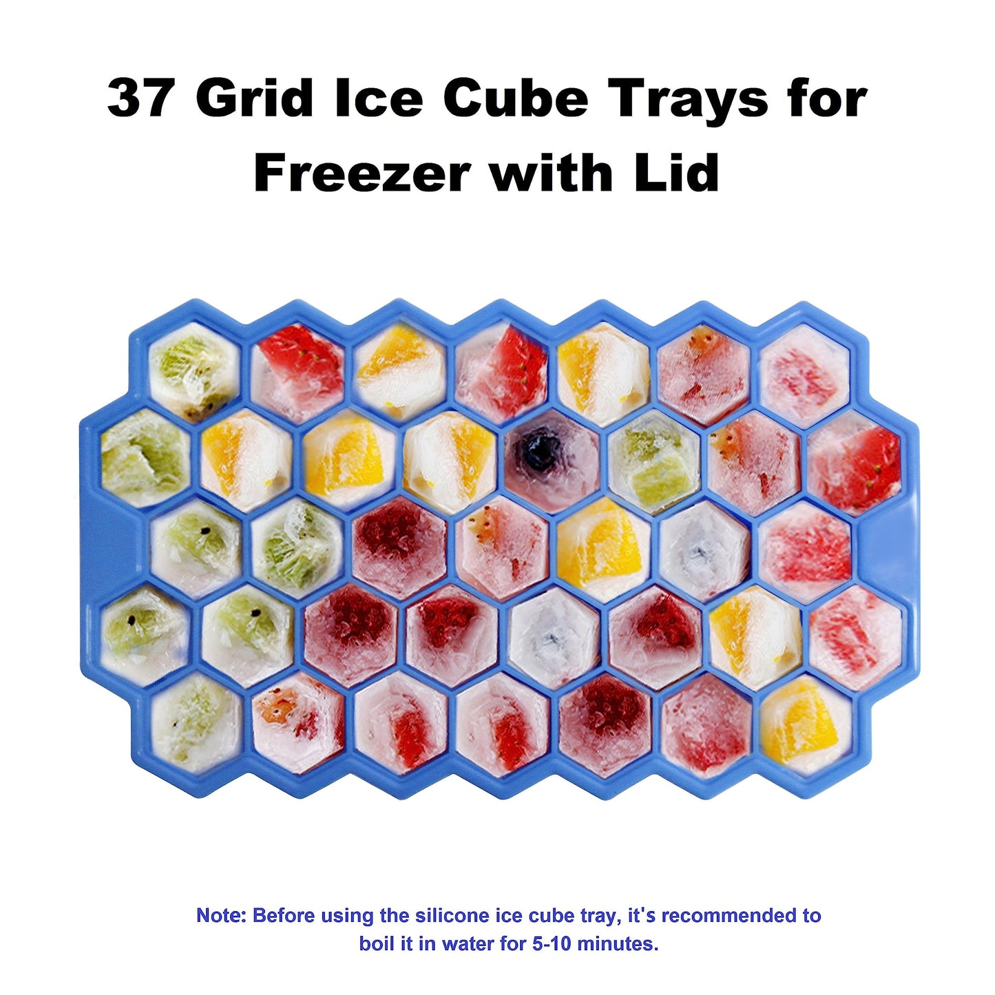 Ice Cube Trays for Freezer with Lid-37 Grid Silicone for Small Ice Cube Molds,Easy-Release Reusable in Organizer Bins or Ice Bucket for Cocktail bar or Iced Coffee Cup
