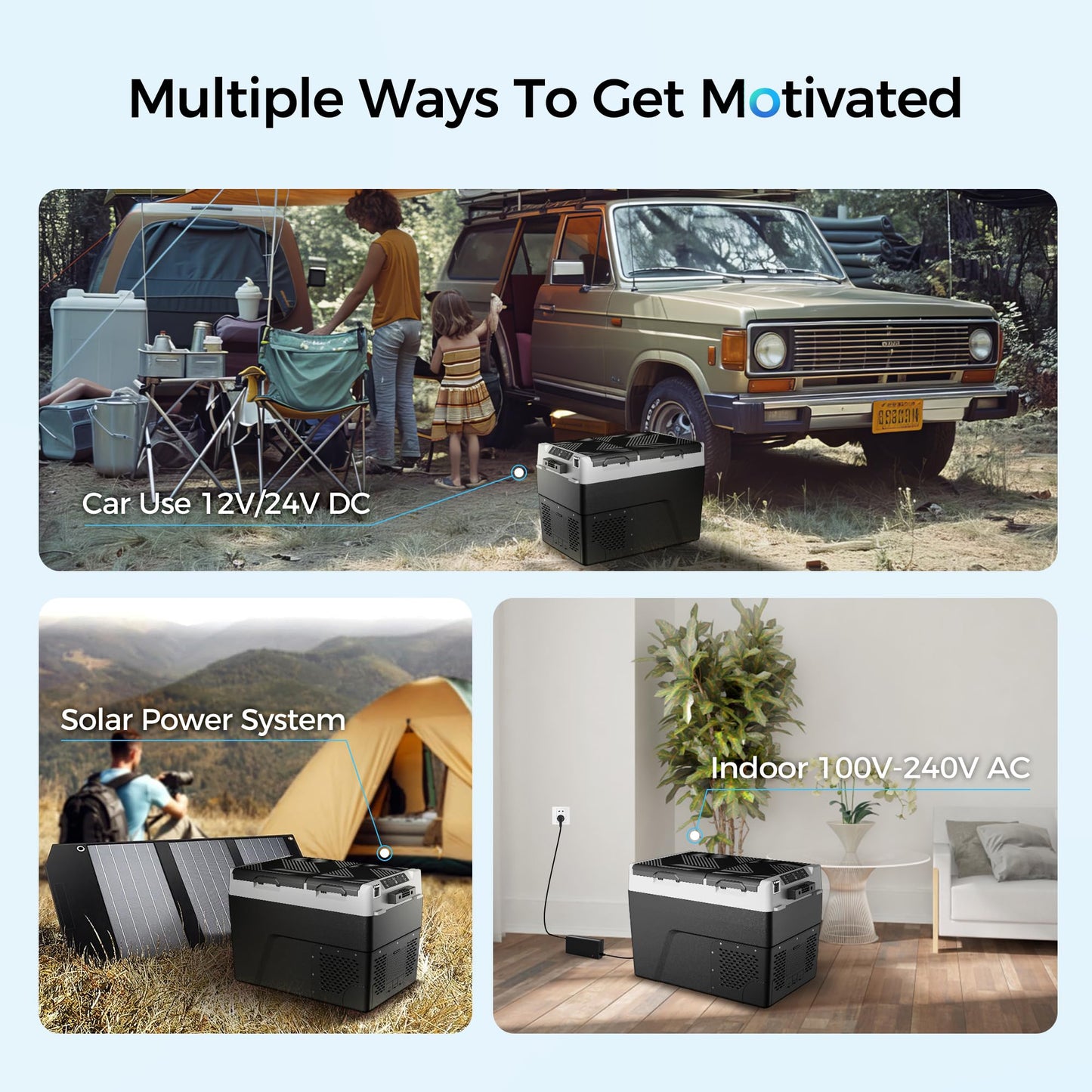 Feelfunn 12 Volt Refrigerator Car Fridge - 50QT(48L) Dual Zone Electric Cooler, Car Refrigerator -4℉~68℉, Portable Refrigerator 12/24V DC 100-240V AC, Portable Freezer for Travel Camping RV Home