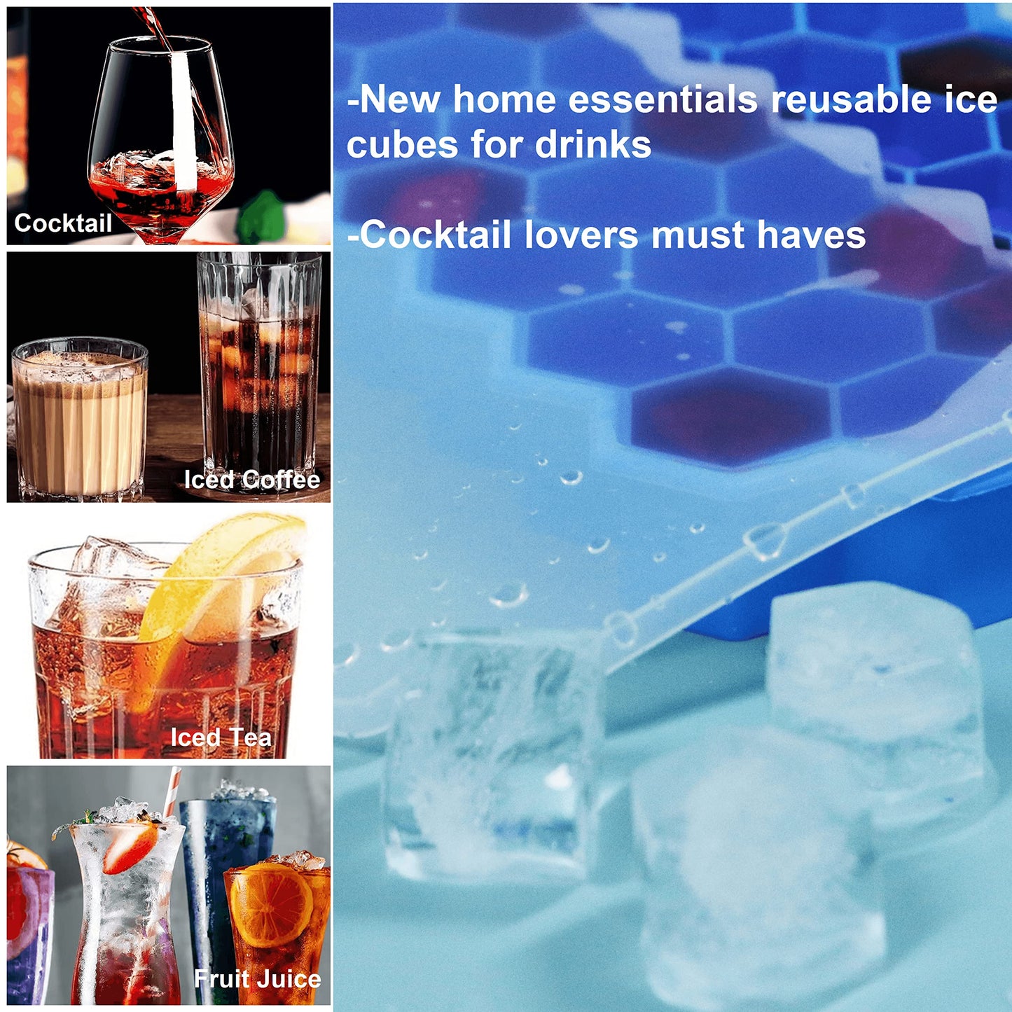 Ice Cube Trays for Freezer with Lid-37 Grid Silicone for Small Ice Cube Molds,Easy-Release Reusable in Organizer Bins or Ice Bucket for Cocktail bar or Iced Coffee Cup