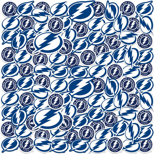 NHL Logo Tampa Bay Lightning 100ct Vinyl Large Deluxe Stickers Variety Pack - Laptop, Water Bottle, Scrapbooking, Tablet, Skateboard, Indoor/Outdoor