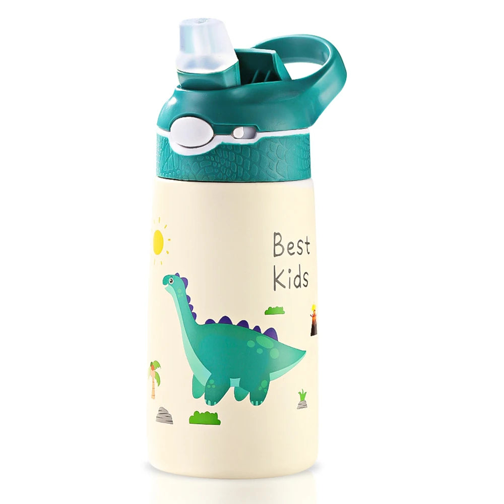 Kids Water Bottle Cartoon Animal With Straw