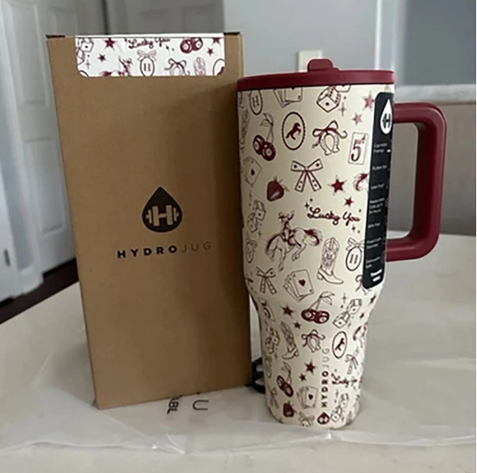 Limited Edition HydroJug Traveler - 40 Oz Water Bottle With Handle & Flip Straw - Fits In Cup Holder, Leak Resistant Tumbler