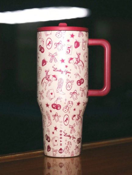 ACTA Hydrojug 40oz Traveler Coconut Brown Gingham Limited Edition Water Bottle With Handle & Flip Straw - Fits In Cup Holder, Leak Resistant Tumbler