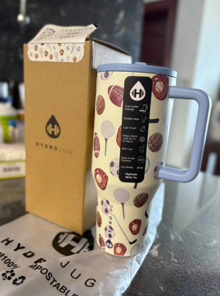 hydrojug Original Traveler -  40oz Water Bottle With Handle & Flip Straw - Fits In Cup Holder, Leak Resistant Tumbler