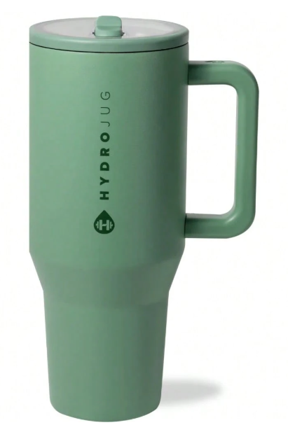 HYD Traveler - 40 Oz Water Bottle With Handle & Flip Straw - Fits In Cup Holder, Leak Resistant Tumbler