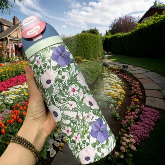 Owala 32oz This Insulated Water Bottle Is A Convenient And Practical Car Cup, Featuring A Stylish Design And Adorned With Beautiful Floral Patterns. Suitable For Both Hot And Cold Beverages, Including Coffee, It Comes With A Leak-Proof Lid And Straw