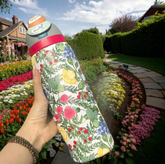 OWALA 32oz This Insulated Water Bottle Is A Convenient And Practical Car Cup, Featuring A Stylish Design And Adorned With Beautiful Floral Patterns. Suitable For Both Hot And Cold Beverages, Including Coffee, It Comes With A Leak-Proof Lid And Straw