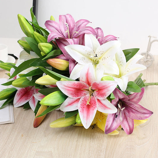Realistic 3D Printed Lily Branch Flowers