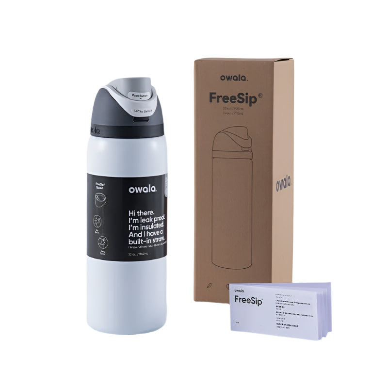 Owala Free Sip Water Bottle Black And White 